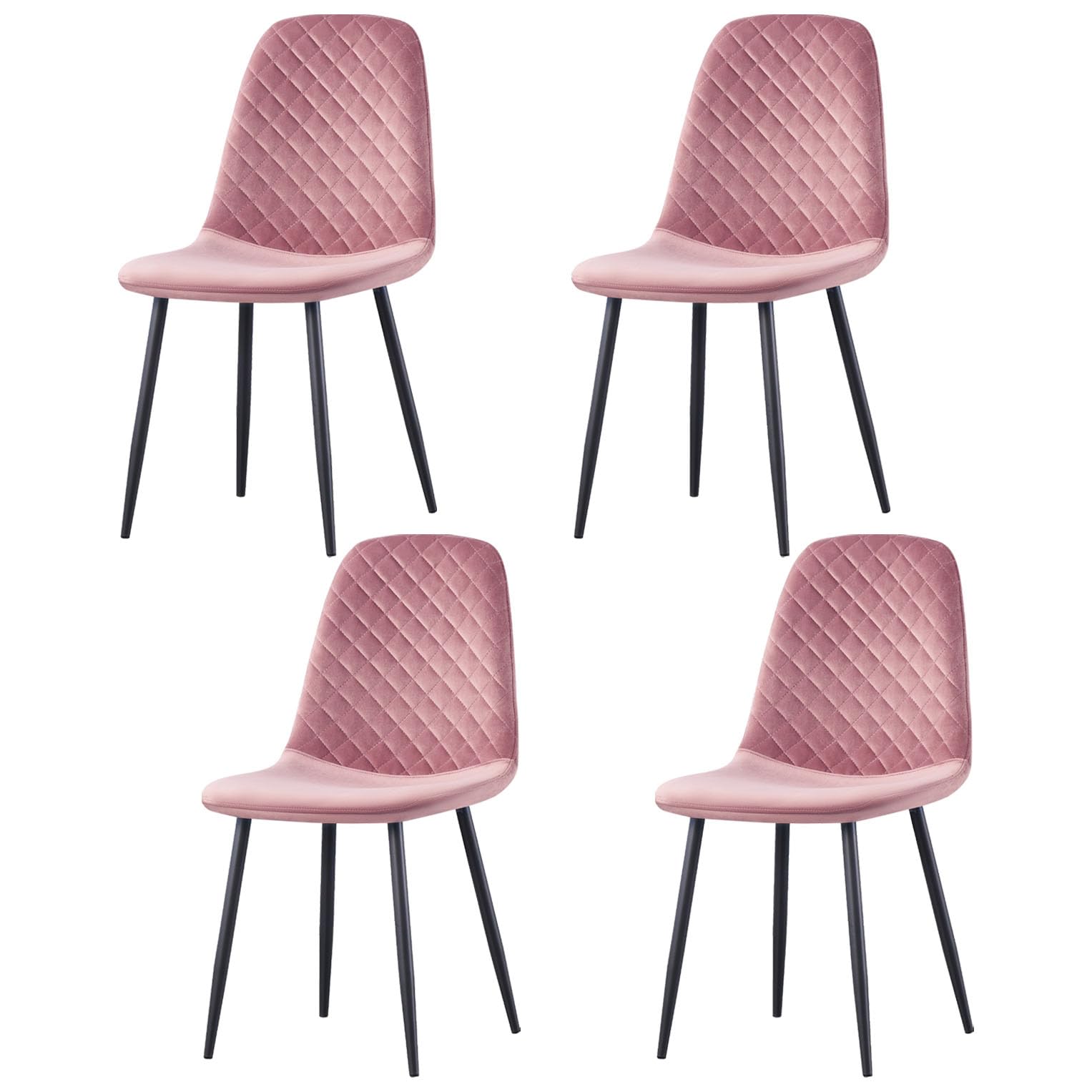 AINPECCA Set of 4 Velvet Dining Chairs Fabric Upholstered seat with Metal Legs Dressing Lounge Home (4, Rose)