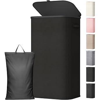 Lifewit 105L Laundry Basket with Lid Foldable Laundry Hamper Black