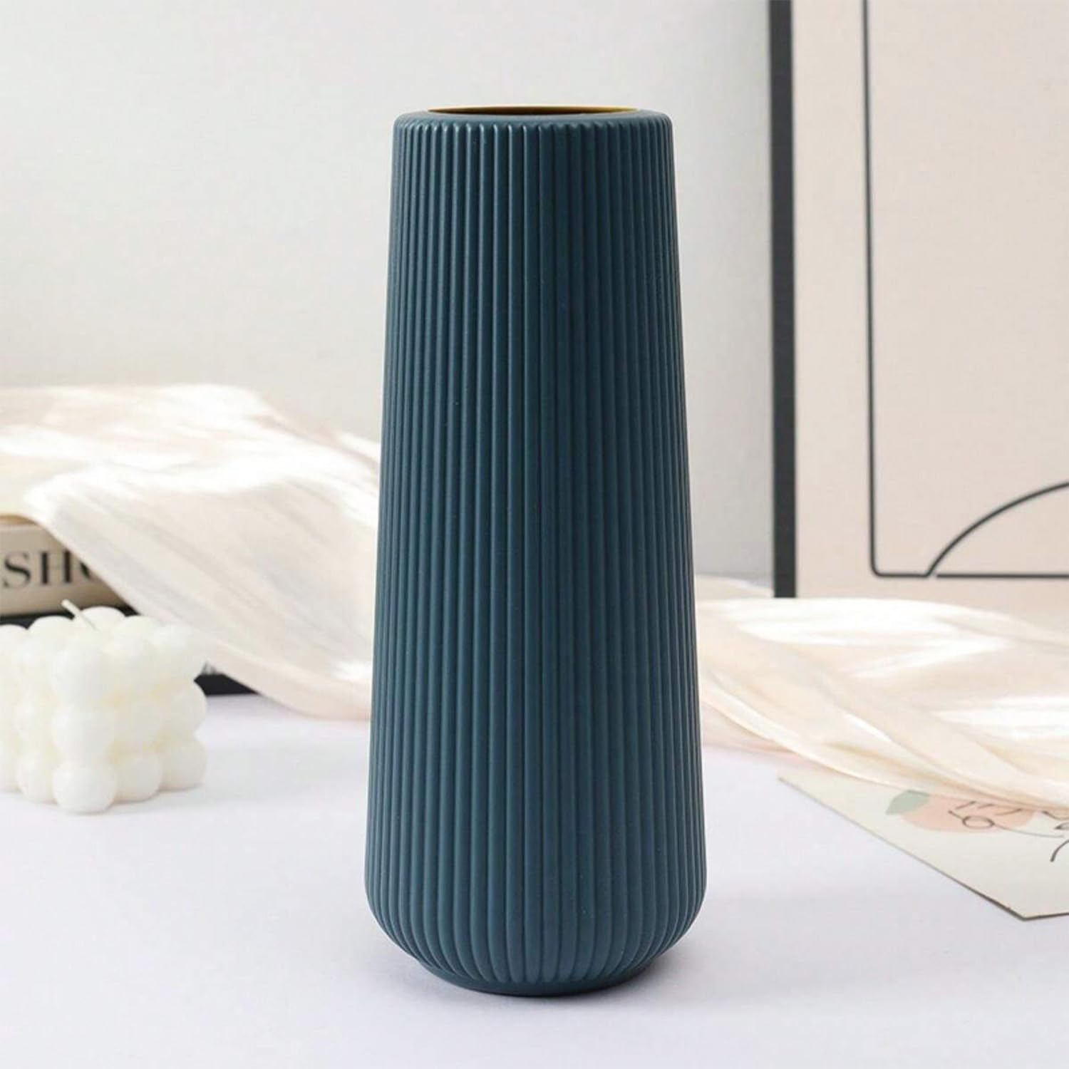 Ascension Plastic Flower Pot for Home Office Bed Room Living Room Decoration Unbreakable Flower Vase/Flower Holder for Table Decoration Different Design Flower Vase Pot for Diwali Decoration (Blue)-image-10