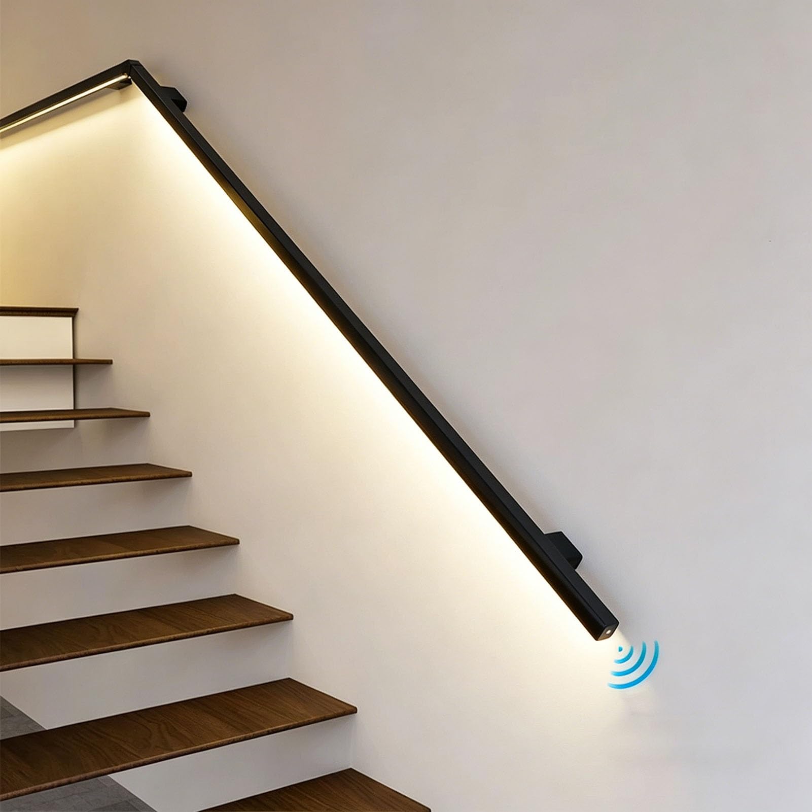Luz LED para Pasamanos Kit de Barandilla para Escaleras de Interior con Luz con Sensor, Barandilla LED con Iluminación 1 m 2 m 3 m 4 m 6 m, Pasamanos de Aluminio para Escaleras(Right,1.5m(4.9ft))