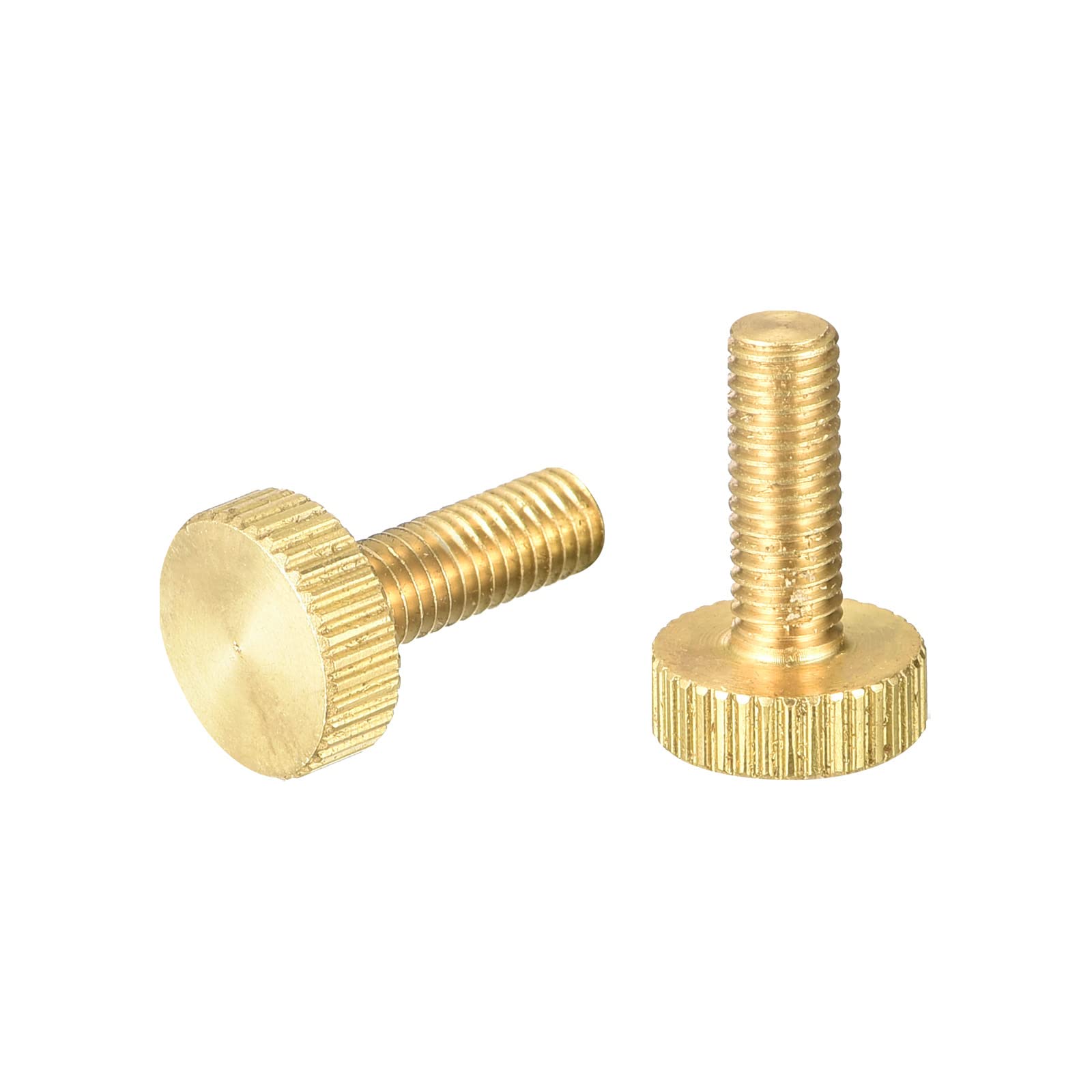sourcing map Knurled Thumb Screws, M5x14mm Flat Brass Bolts Grip Knobs Fasteners for PC, Electronic, Mechanical 2Pcs