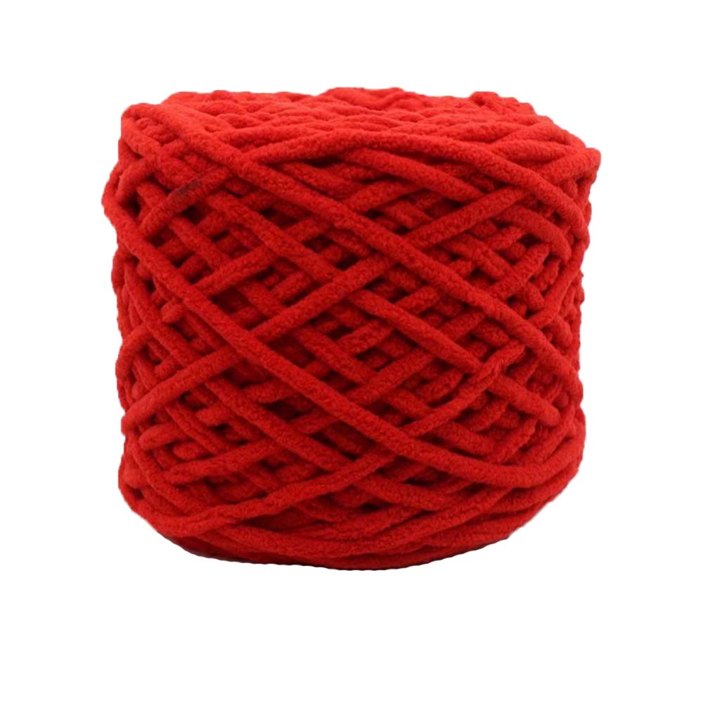 Czerwony miękki gruby dzianinowy koc szydełkowany dziergany ręcznie luzem Chenille Chunky 500g/1,1lb(Bright Red)
