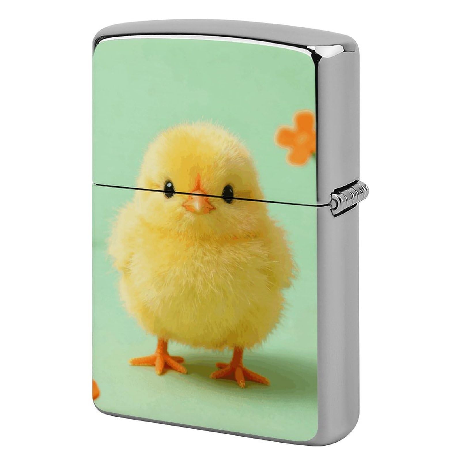 Chick & Flower Lighter Case Cover Vintage Metal Lighter Sleeve Reusable Lighter Protective Cover Decorative Lighter Holder Birthday Gifts for Men Women