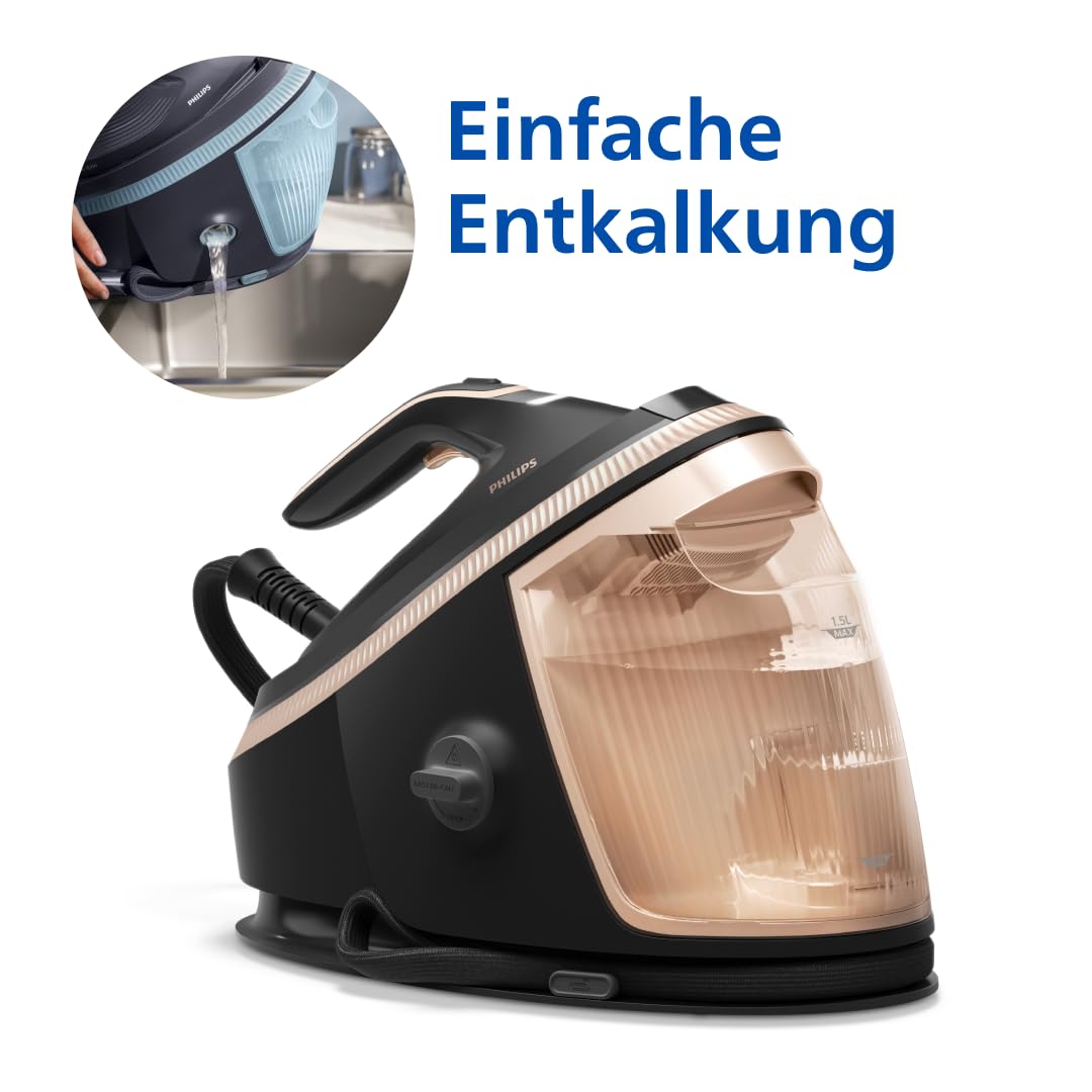 Philips PerfectCare Dampfbügelstation 7000 Serie, 650g Dampfstoß, 8.5 Bar, SteamGlide Elite Bügelsohle, Automatischer Intelligenter Dampf (PSG7300/80)