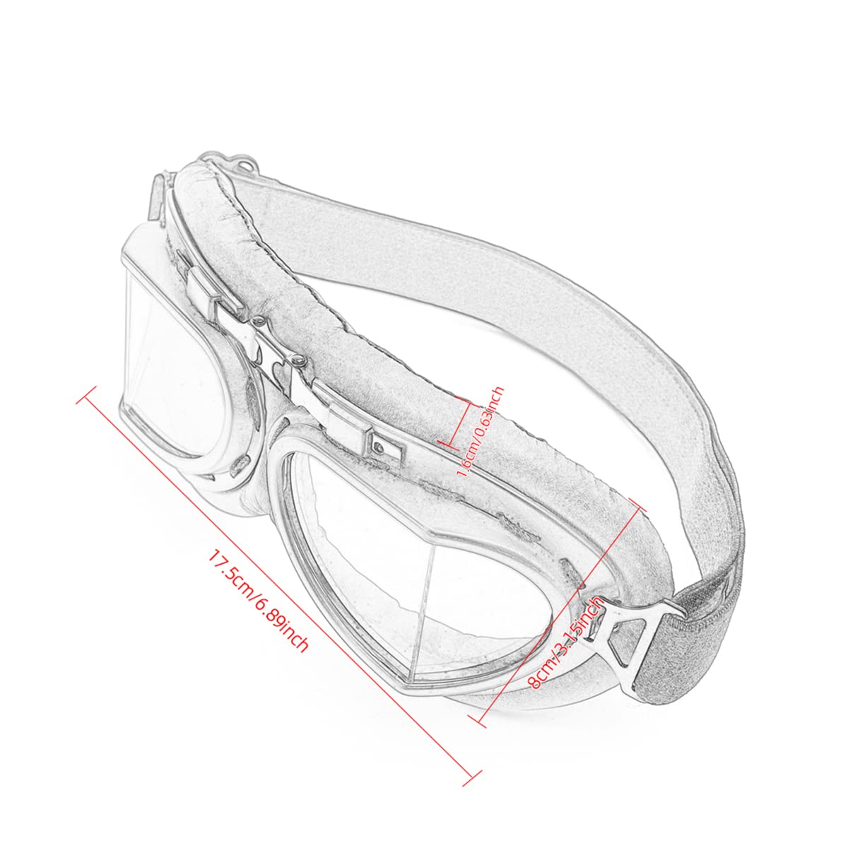 Motorradbrille Retro Windschutz Augenschutzbrille Pu Leder Reitbrille für Herren Damen