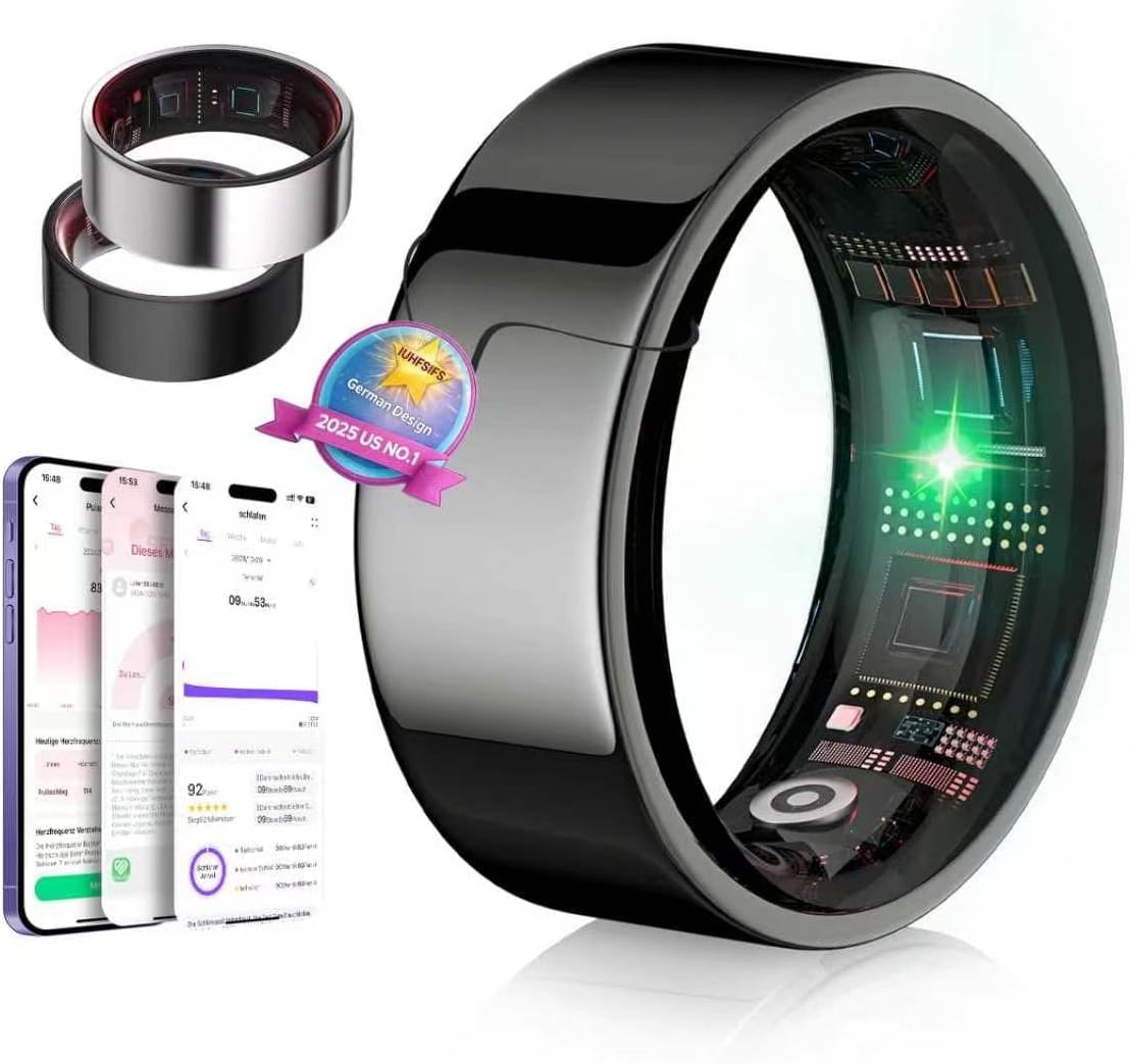2026 Smart Ring 8.Gen【IP68-Wasserdichtigkeitszertifizierung】【Branchen Nr.1 – 0 Messfehler】 Sportspezifisch Smartring für Damen Herren Schlafen, Herzfrequenz, SpO2, für Android IOS Schwarz 9