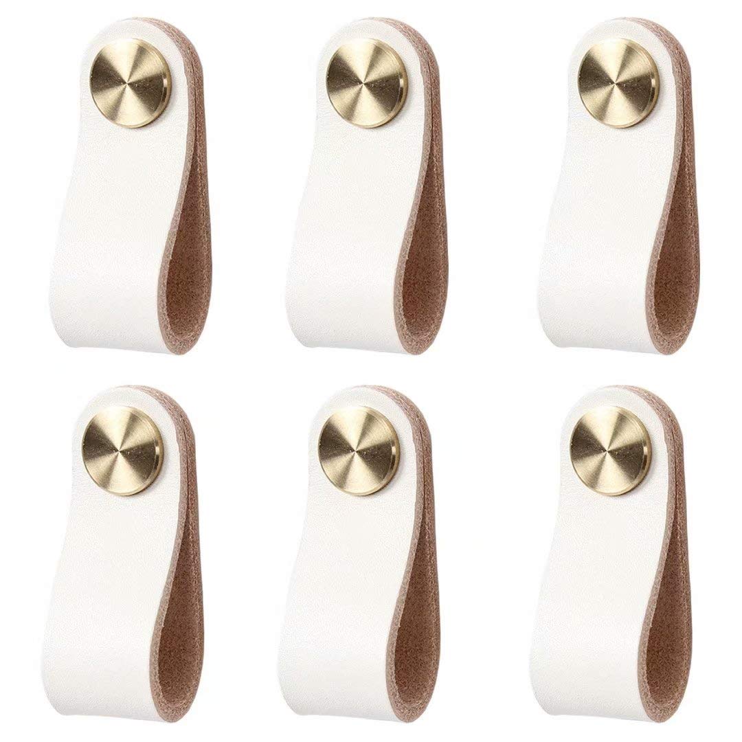 Tirette de tiroir en cuir lot de 6 boutons de commode nordique pour meuble cuisine