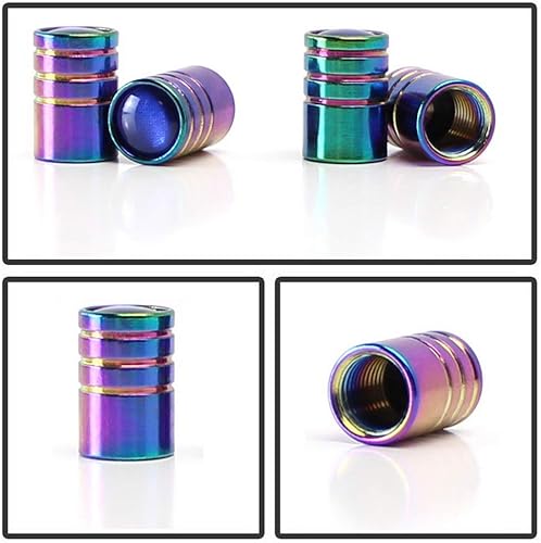 Miniatura 6 de Tapas para válvulas de neumático de aluminio estilo carrera tuner de iJDMTOY (4), Neo cromo