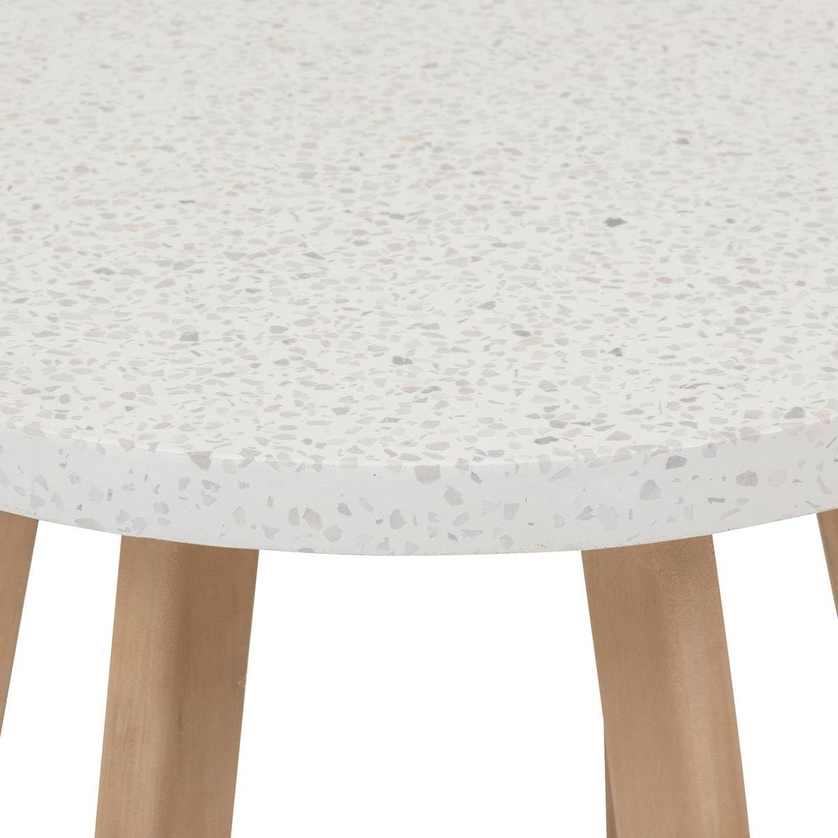 Hespéride - Lemindo Beige Runder Gartentisch - 50 x 53 cm - Eukalyptus - Gartenmöbel für Terrasse, Balkon, Patio