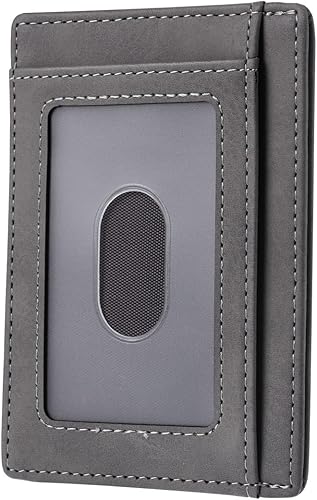 Miniatura 205 de Travelambo billetera mediana y minimalista de cuero para bolsillo frontal, con bloqueo de interferencia de radiofrecuencia, Verde, Minimalista