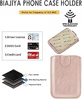 Vista 3 de Funda con tarjetero RFID para teléfono, cartera trasera de cuero PU para teléfono con adhesivo, portatarjetas extraíble de 5 tarjetas, universal