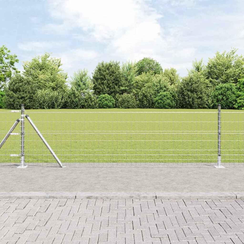 Silberner Maschendrahtzaun 0,6 x 25 m aus Stahl Modernes Design Robustes Gartenzaun-Set mit Pfosten und Zubehör für Hühnergärten und Kleintier-Volieren