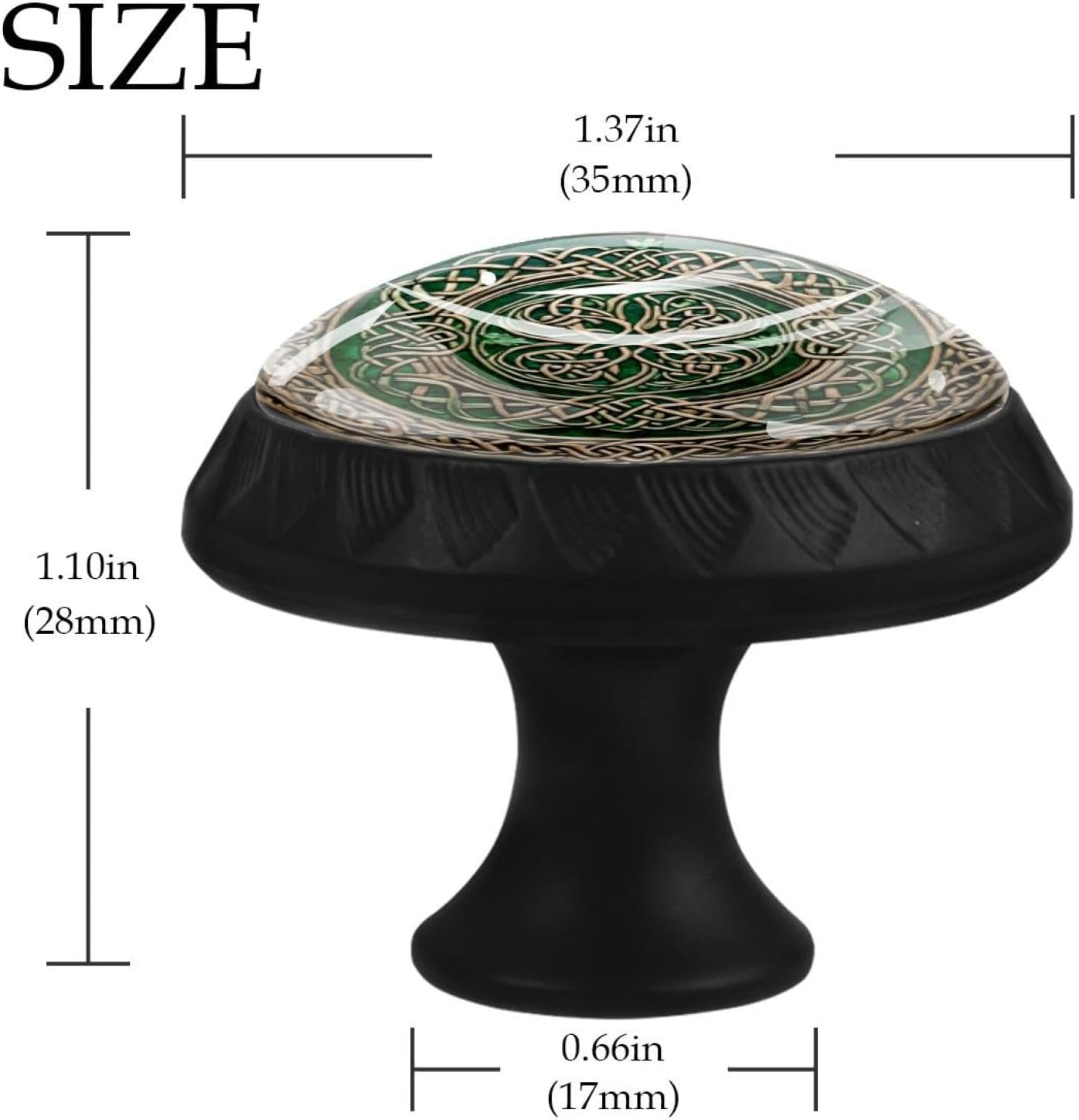 Black Base Celtic National Art Ornament (1) Drawer Knobs, Patterned Cabinet Pulls for Bedroom Dresser and Cupboard