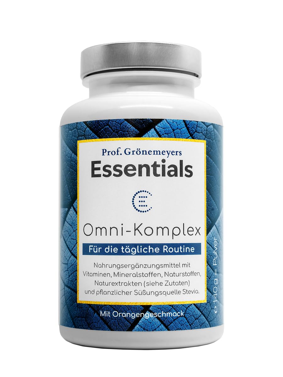 Prof Grönemeyer Essentials OmniKomplex Zellschutz Komplex, 140g Trinkpulver | Zellbooster mit 13 Vitaminen, 5 Mineralstoffen, Q10, MSM & OPC, Nahrungsergänzung für Immunsystem & Energie, Made in Germany