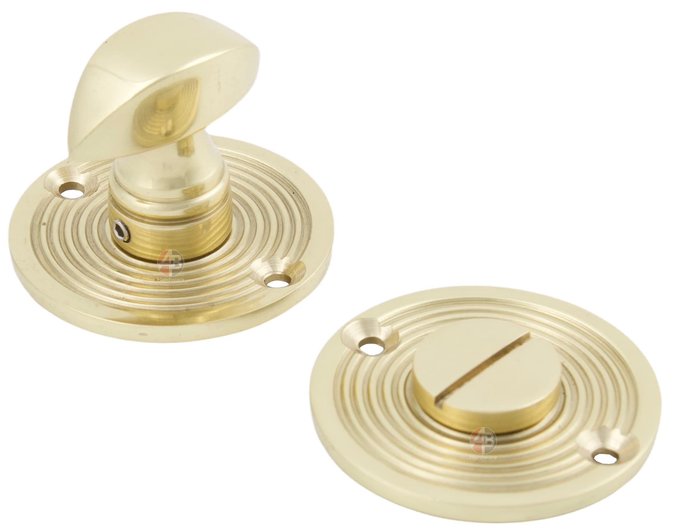 Solid Polished Brass Beehive Bathroom Door Internal Thumb Turn & Release - AB Hardware