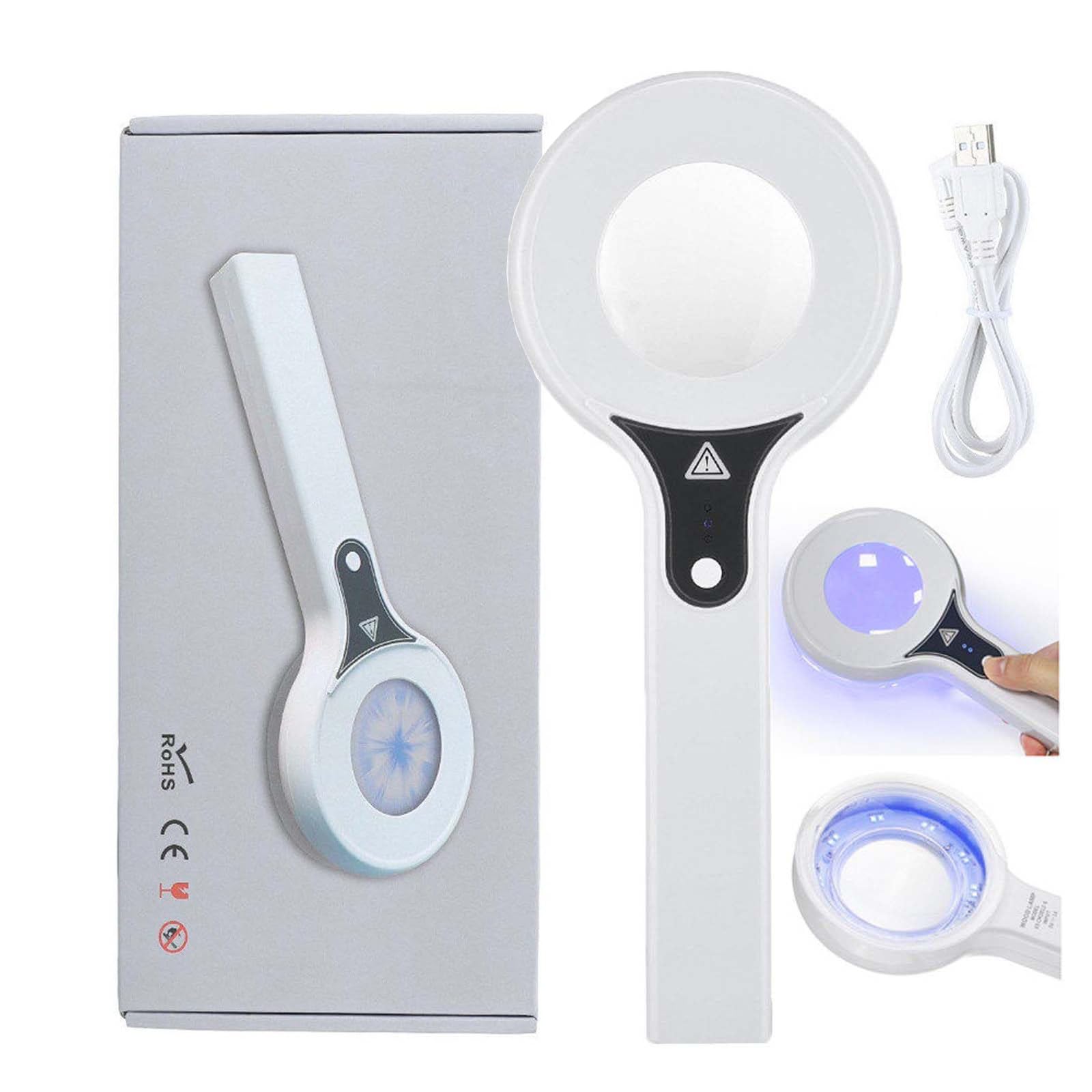 Analizzatore Cutaneo Portatile Con Lampada Di Wood, Analizzatore Cutaneo UV, Analizzatore Facciale Con Lente D'ingrandimento, Ingrandimento Visibile Della Lente: 3x, Per Estetiste/Test Cutanei