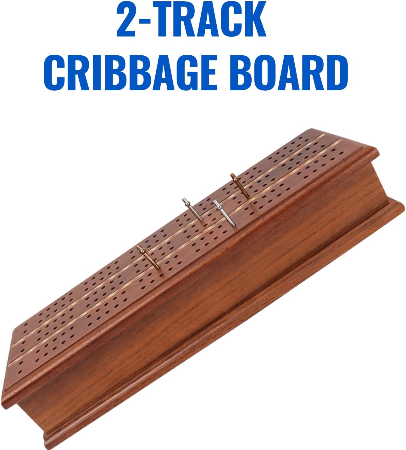 GSE Games & Sports Expert 2-Track Wooden Cribbage Board Game Box with Playing Cards, Metal Pegs and Storage Drawer, Classic Cribbage Board with Large Storage