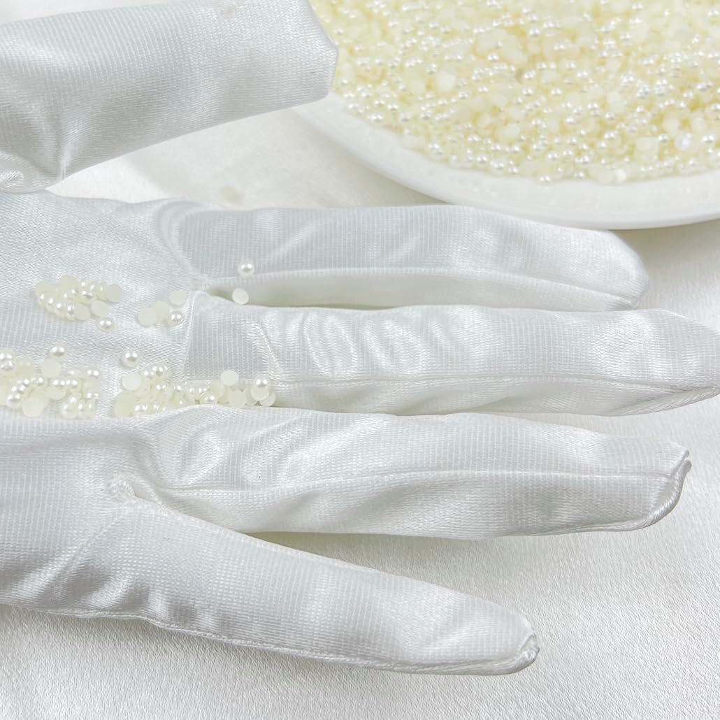 8000PCS 3mm Round Half Pearls for Crafts Jewelry Scrapbooking, Wedding Decorations, Nail Art (41-Ivory White) - Image 3