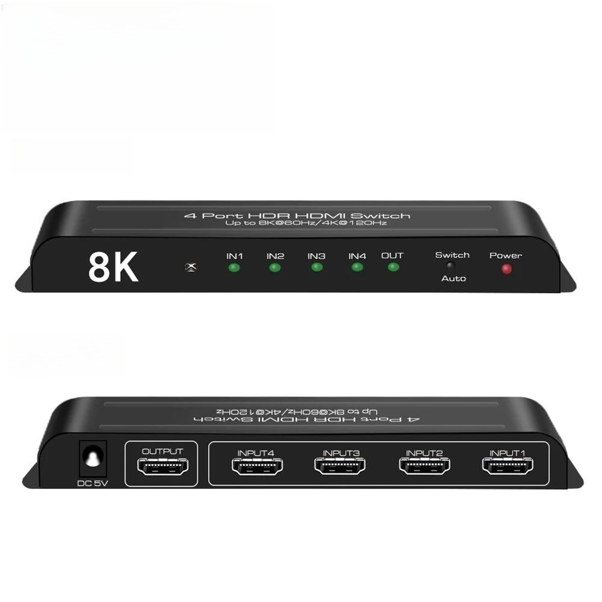 8K HDMI 2.1 Przełącznik HDMI 4 W 1 4x1 HDCP2.3 Automatyczne przełączanie Sterowanie IR 48Gbps 8K@60Hz 4K@60hz/120Hz HDR10+ VRR HLG HDR ALL Dolby Vision Atmos AC3