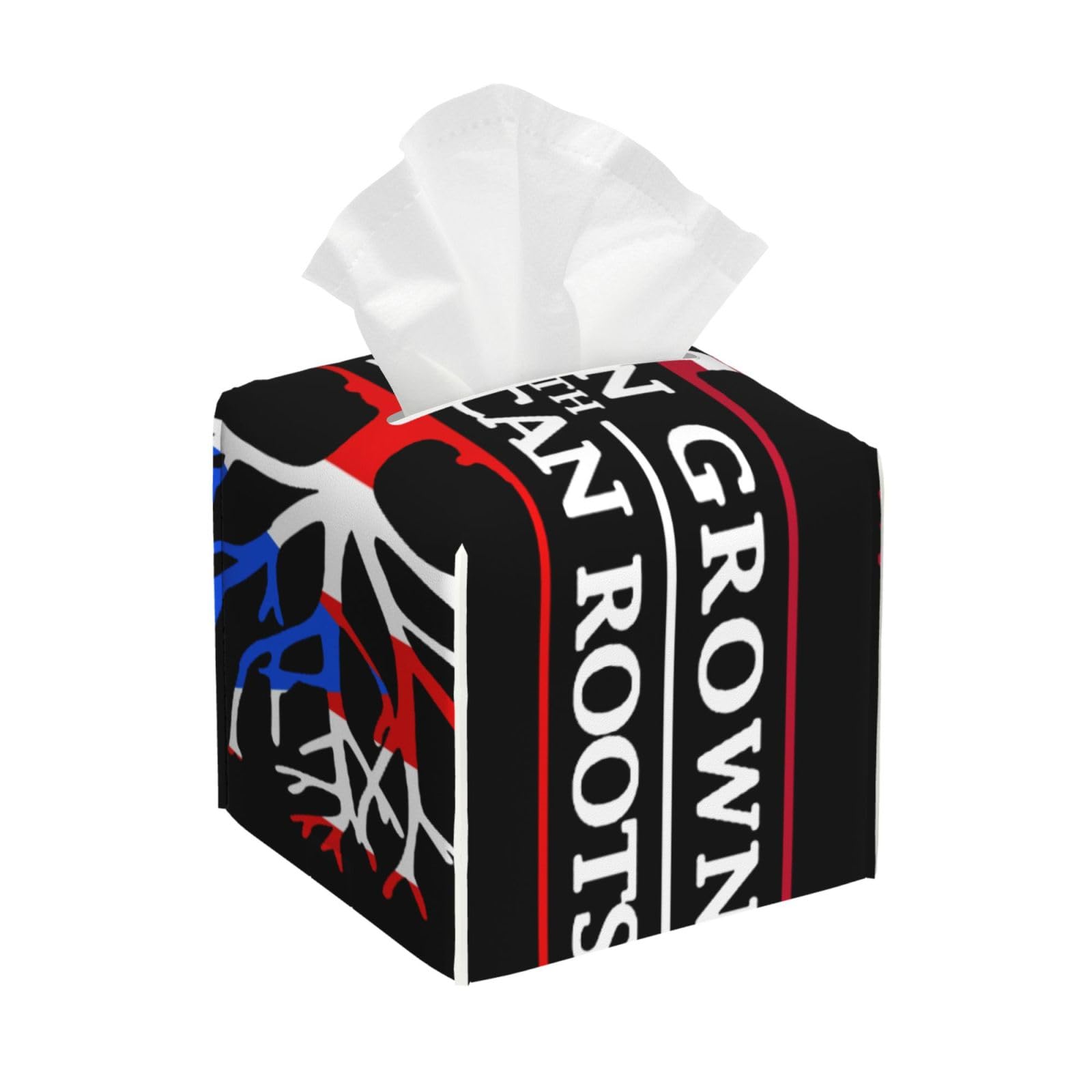 American Puerto Rico Flag Square Tissue Box Cover with Modern and Stylish Bottom Tissue Box Storage Space