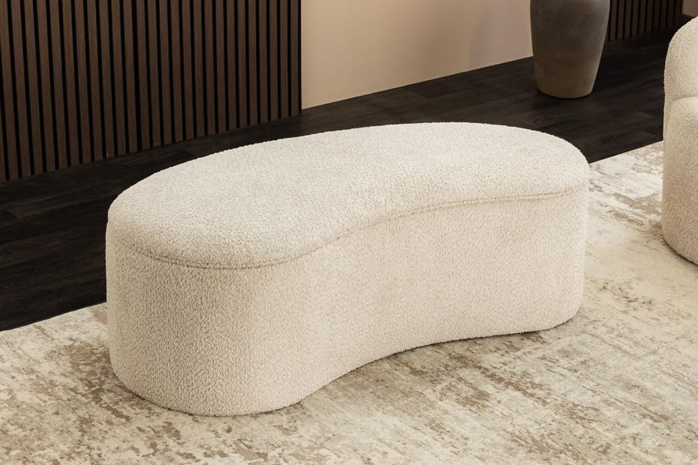 Riess Ambiente Extravagante Polsterbank Elemental - 120cm - Champagner beige - Feinstrick Bouclé mit Stauraum