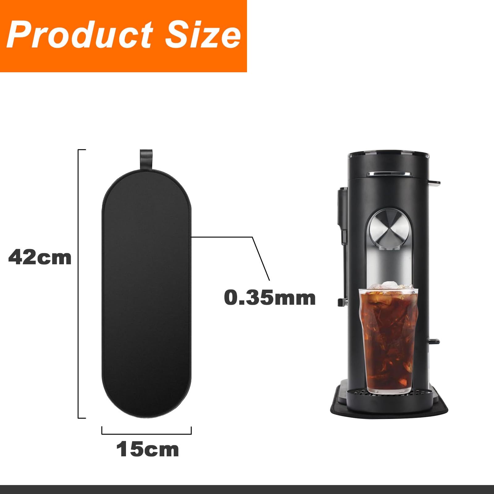 Tappetino Antiscivolo Per Macchina Caffè Ninja PB051/PB041 – 42x15 Cm, Nero, Con Gancio E Scorrimento Facile