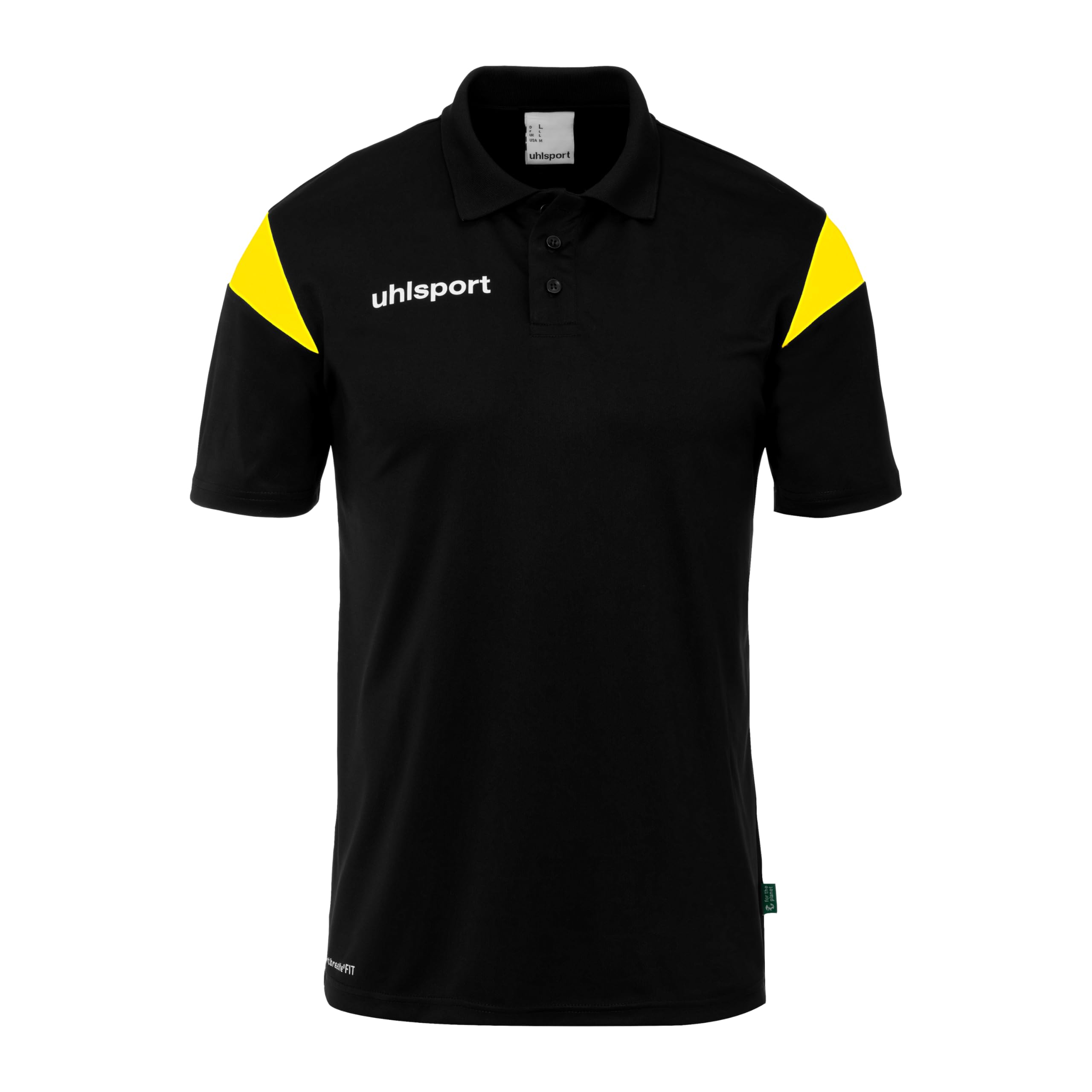 uhlsport Squad 27 Polo Shirt – Polo Shirt Men, Women and Children – T-Shirt with Polo Collar, Black/Lime Yellow, XXXXL