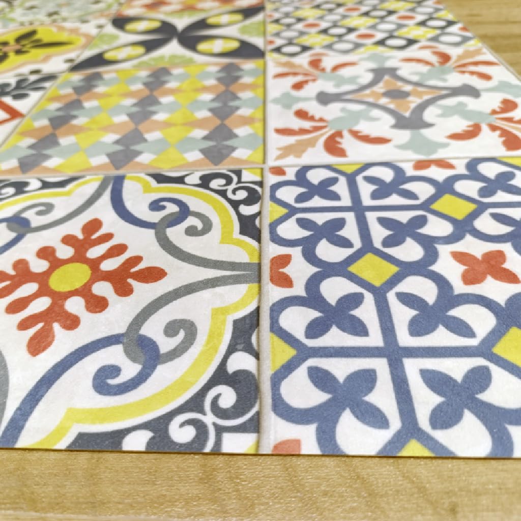 Alfombra de Vinilo Multicolor con Diseño Geométrico y Floral, Resistente, Fácil de Limpiar,Ideal para Cocina, Baño .. HIDRAMULTI (80X120 cm)