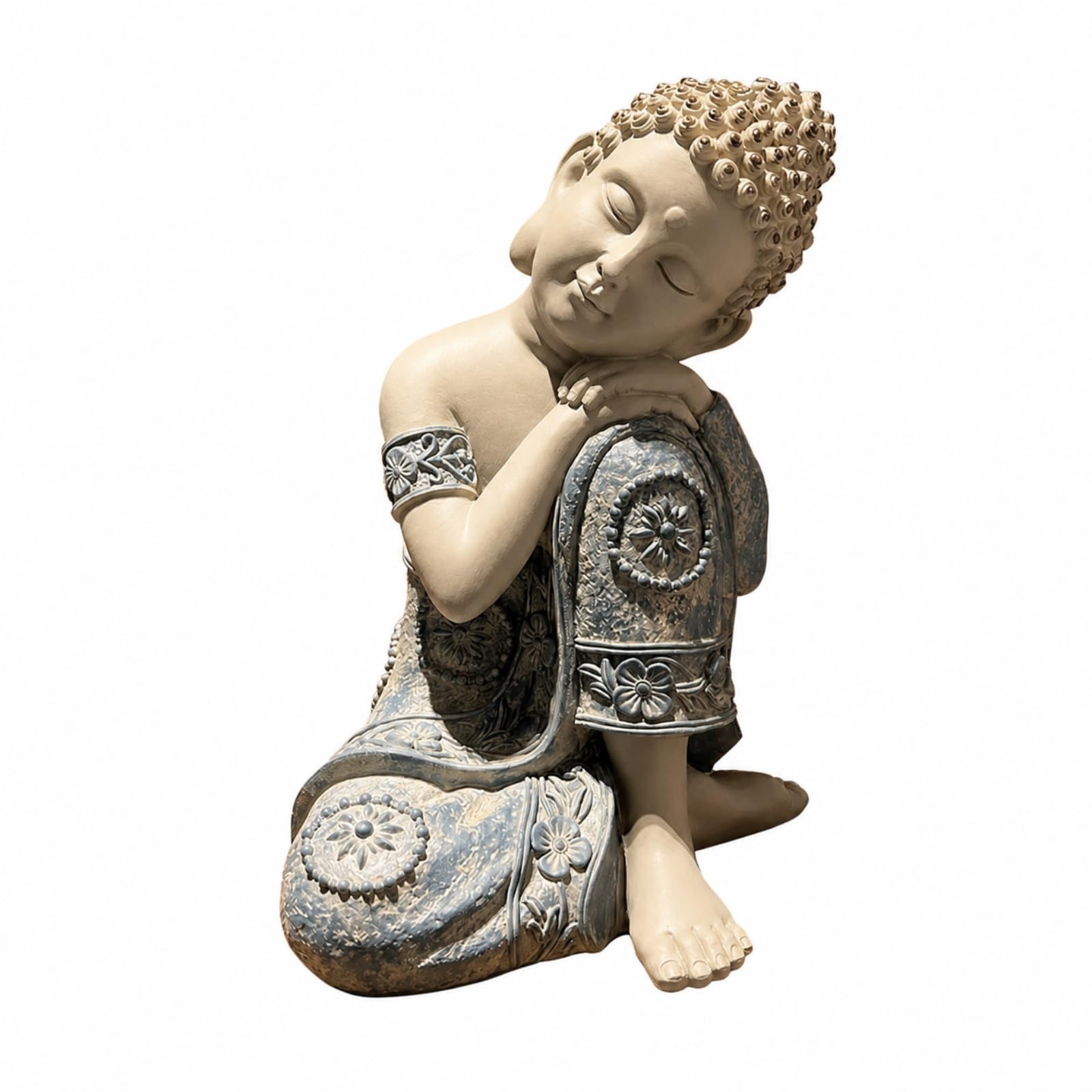 Estatua Buda Compacta | Meditativo, Figura Buda Durmiendo, Pequeña, para Patio
