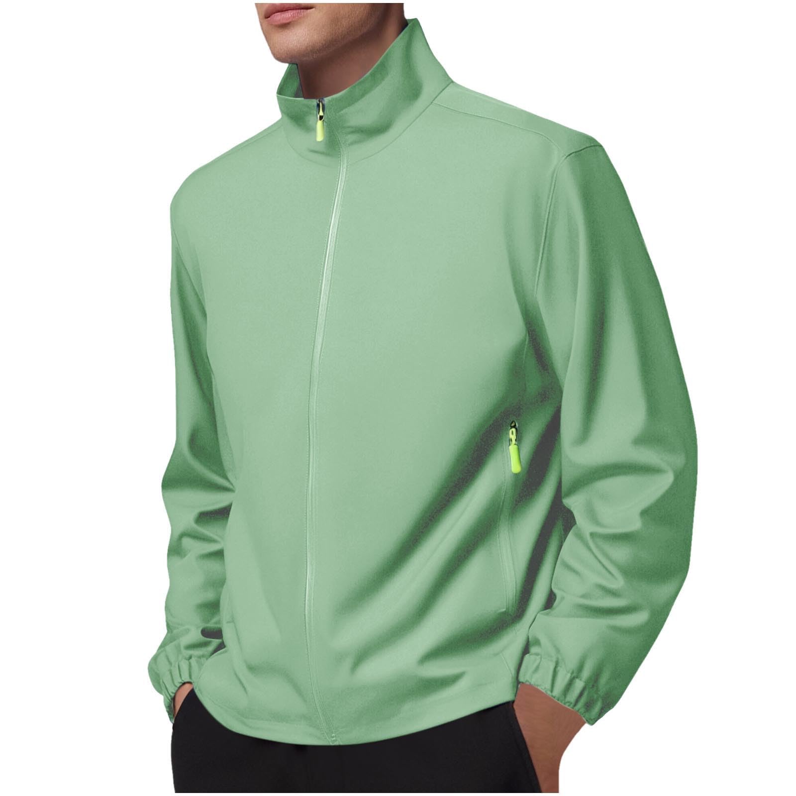 Generisch Chubasquero para hombre, cuello alto, fino, cortavientos, impermeable, cortavientos, chaqueta de entretiempo, chaqueta softshell, chaqueta de entrenamiento, chaqueta deportiva, chaqueta