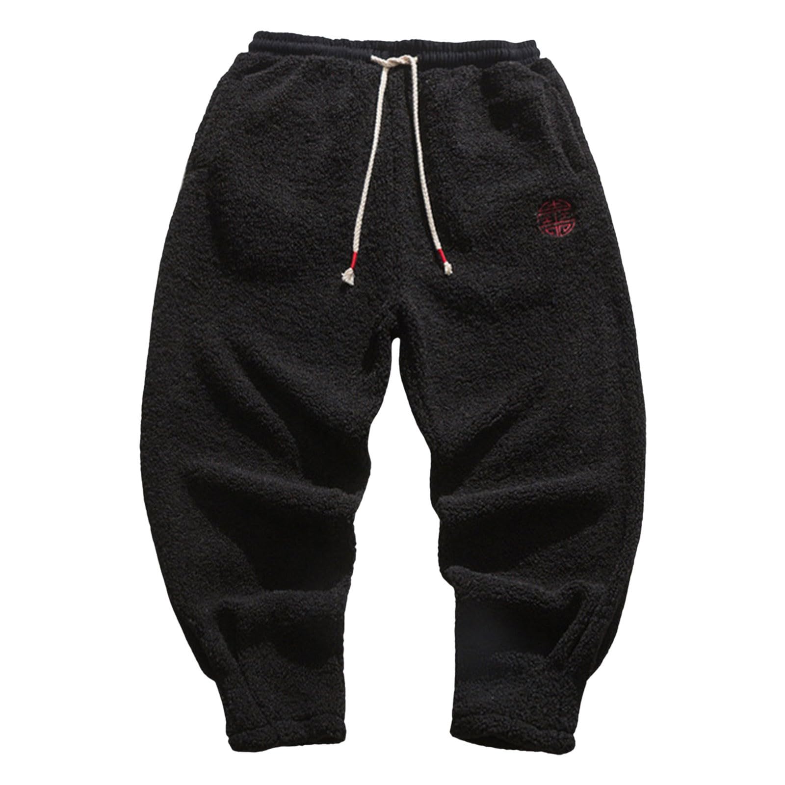 Generico Pantaloni Uomo con Pile Larghi con Polsini Taglie Forti Stile Cinese per Inverno Leggeri Caldi