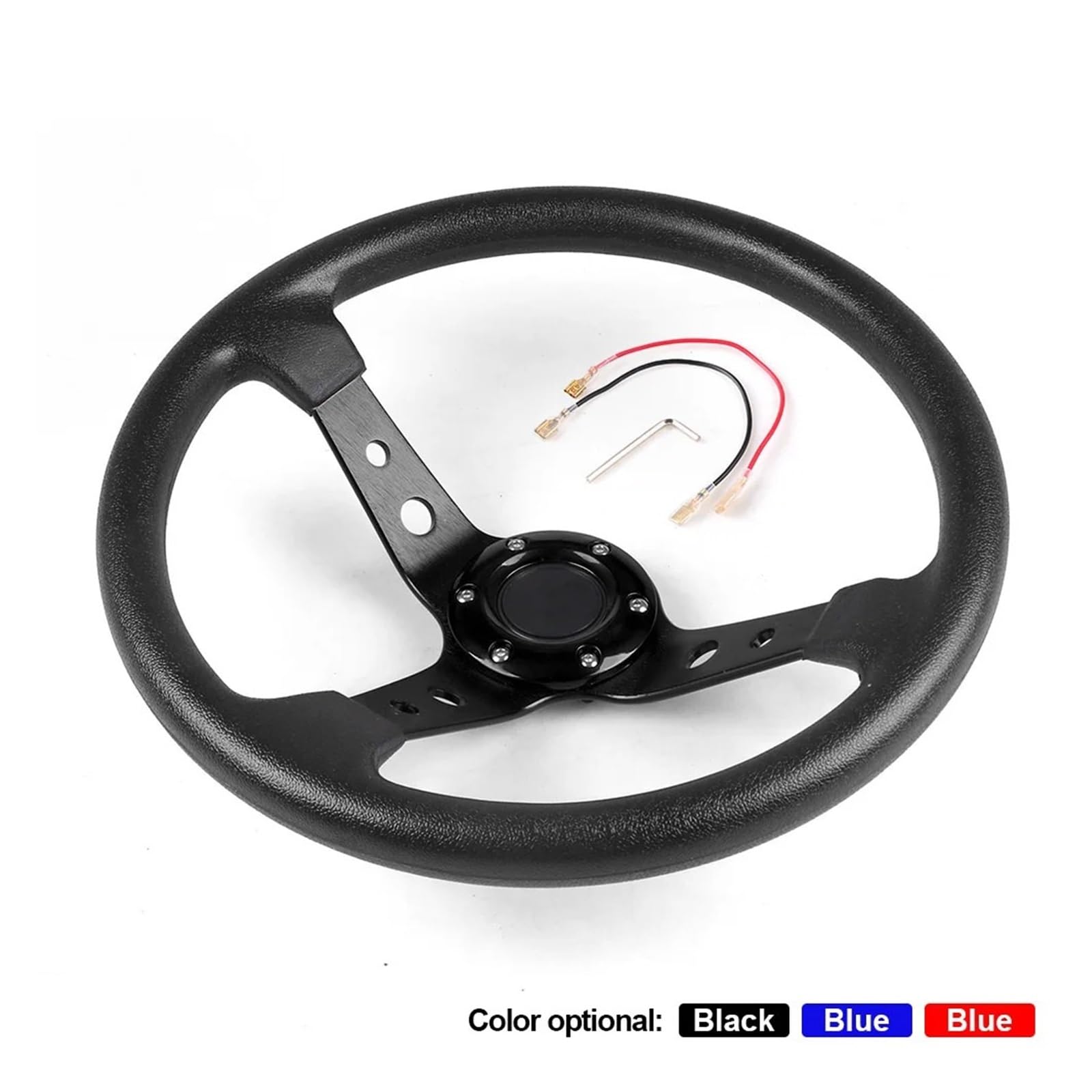 Shuogoufeng Store 14cali 350mm kierownica wyścigowa samochodowa kierownica stopu aluminium głęboka kukurydza Sport Drifting kierownice uniwersalne kierownic(Blue)