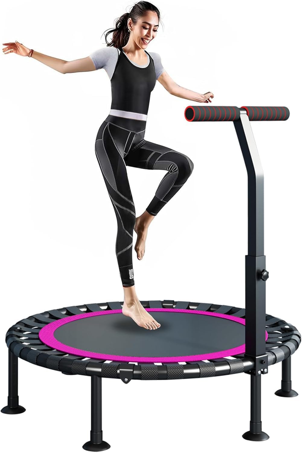 DMG TECH Trampoline, T Shape Adjustable Foam Handle ترامبولين, Stable and Quiet Exercise Rebounder, Indoor Rebounder Exercise Trampoline Body Exercise and Fitness, for Adults and Kids