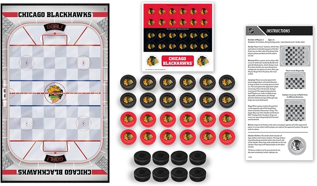 MasterPieces NHL Chicago Blackhawks Checkers Board Game , 13" x 21"