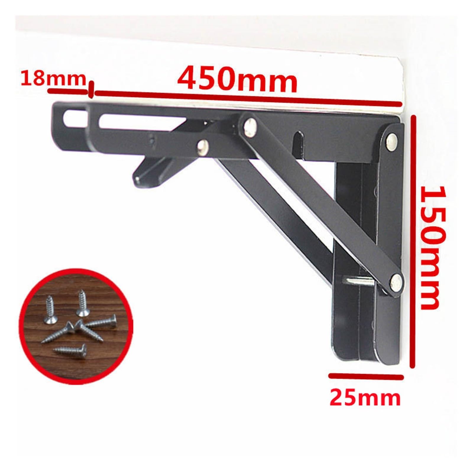 2 pezzi 8-20 pollici staffa nera supporto pesante mensole da parete(16 Inch Length)