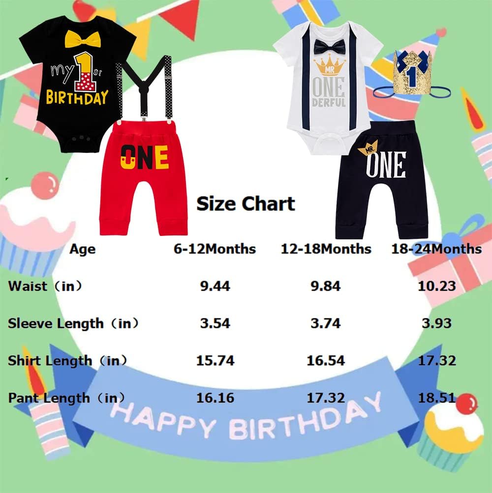 LENSOUS Baby Boys First Birthday Cake Smash Outfits Bowtie One Year Old Romper Pants Set - Image 6