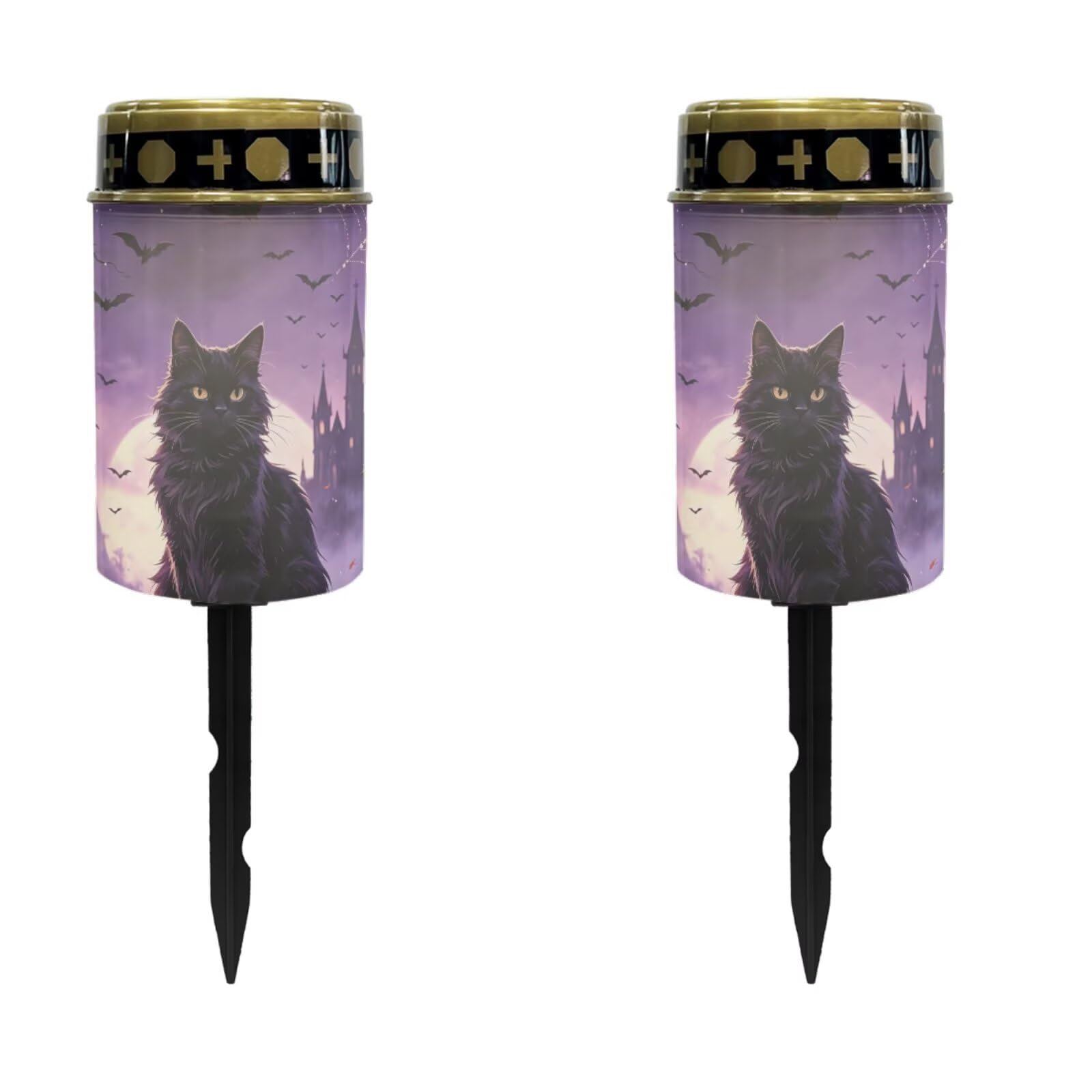 Black Cat Solar Flame Lights, Waterproof Flameless Candles