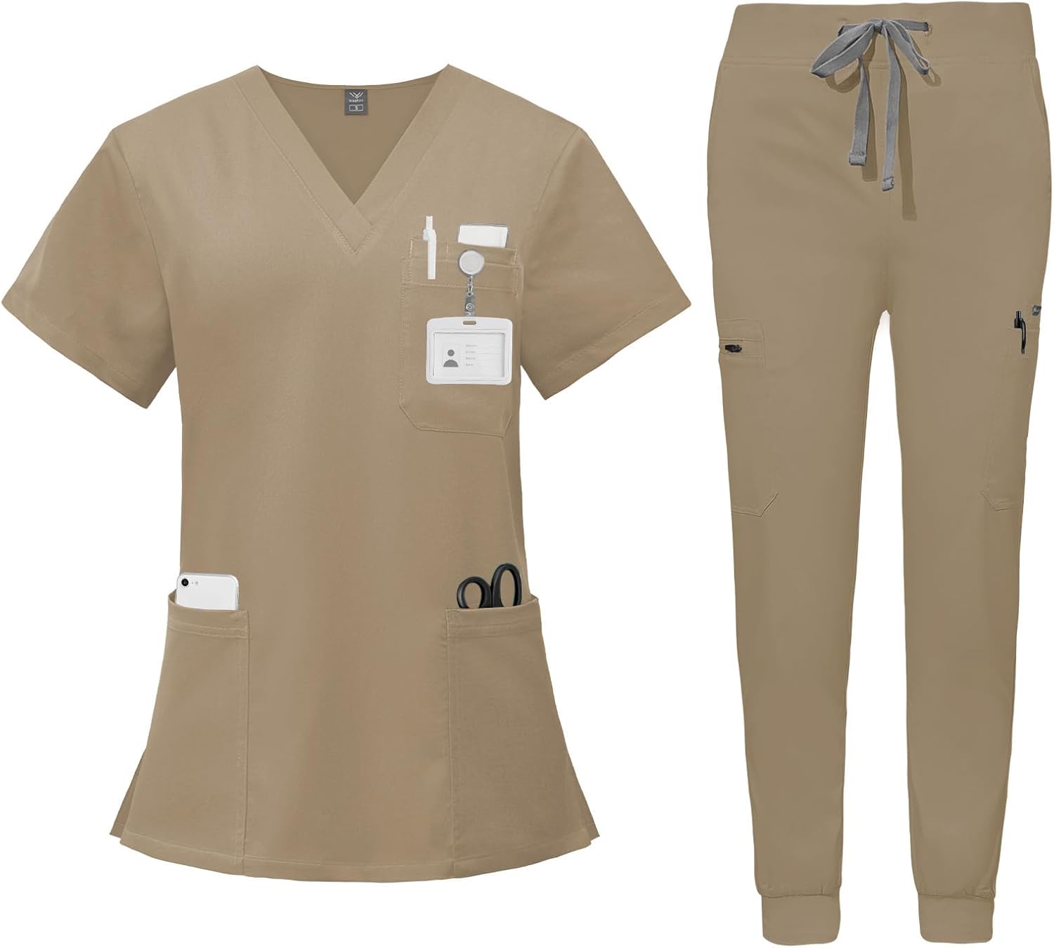 VIAOLI Scrubs for Women V-neck Scrub Set with 8 Pocket Yoga Waistband Jogger Pants - Womens Scrub Nurse Uniforms