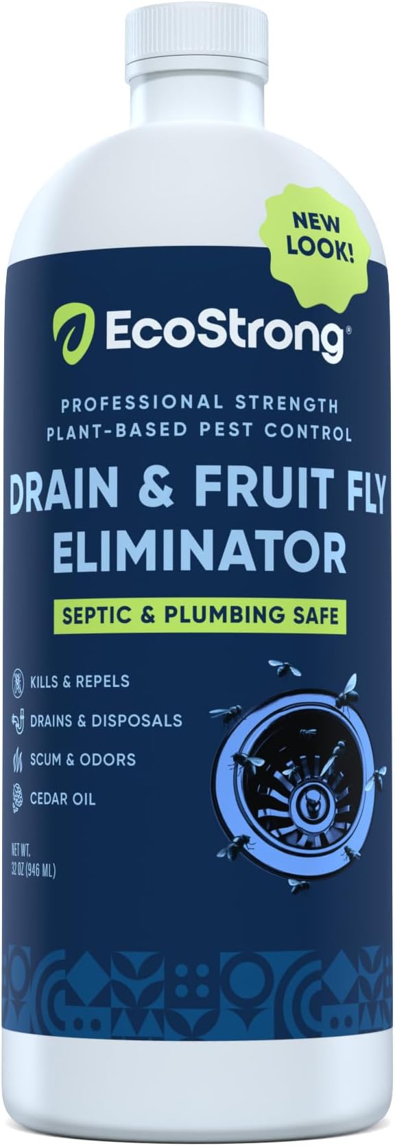 Fruit Fly Drain Treatment | Drain Fly Eliminator | All-Natural, Eliminates Gnats, Sewer Flies and More - Works in All Drains - 32 Fl Oz