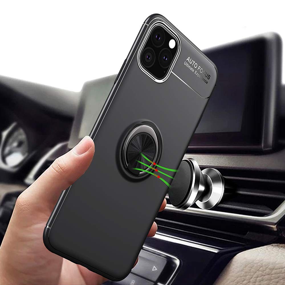 Asuwish Cover per iPhone 11 Pro Max con Pellicola Vetro Temperato Vetrino Magnetica Anello Supporto Resistente Protettiva Protezione TPU i-Phone 11ProMax i 11pro ProMax 11max Custodia Case Nero