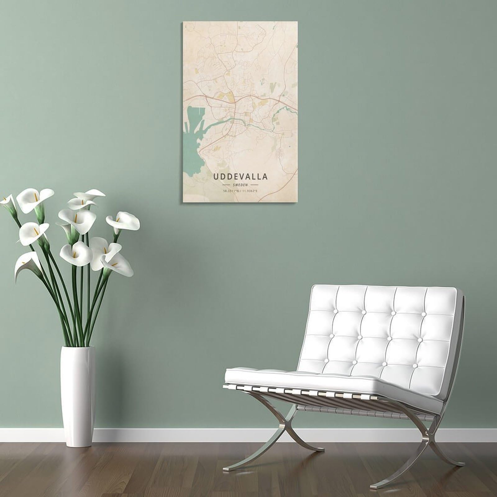 LZTEN Uddevalla - Poster con mappa della Svezia, stampa vintage, per camera di ragazzi e adolescenti, stampa artistica da parete su tela, 40 x 60 cm