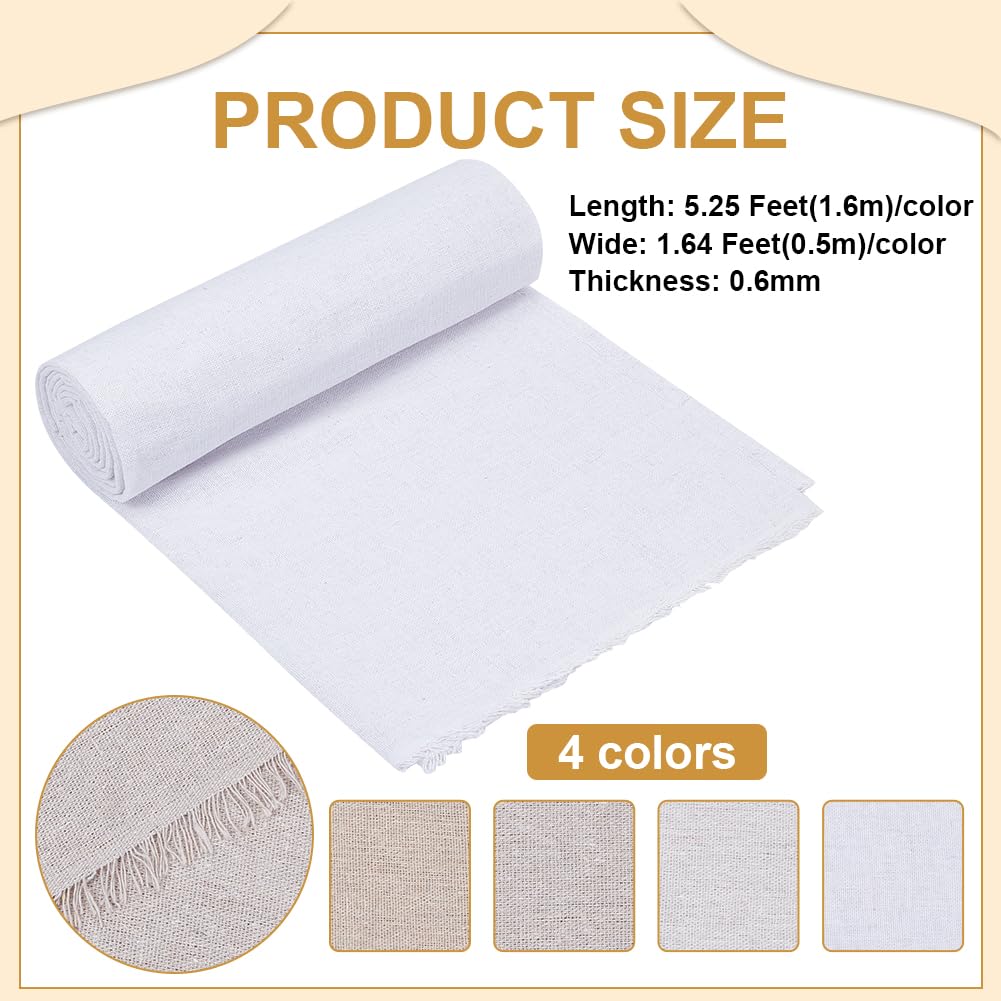 BENECREAT 4 Farben Großer Leinen Handarbeitsstoff 160x50cm Einfarbiger Leinenstoff Stickstoff Stoff Für Bekleidungshandwerk Blumentopf Dekoration Tischdecke