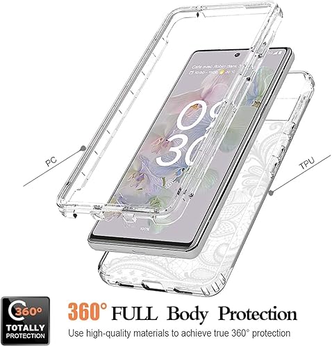 Miniatura 10 de Funda para Pixel 6A, para Google6A GX7AS con protector de pantalla de vidrio templado, cubierta protectora de cuerpo completo con bonito patrón de