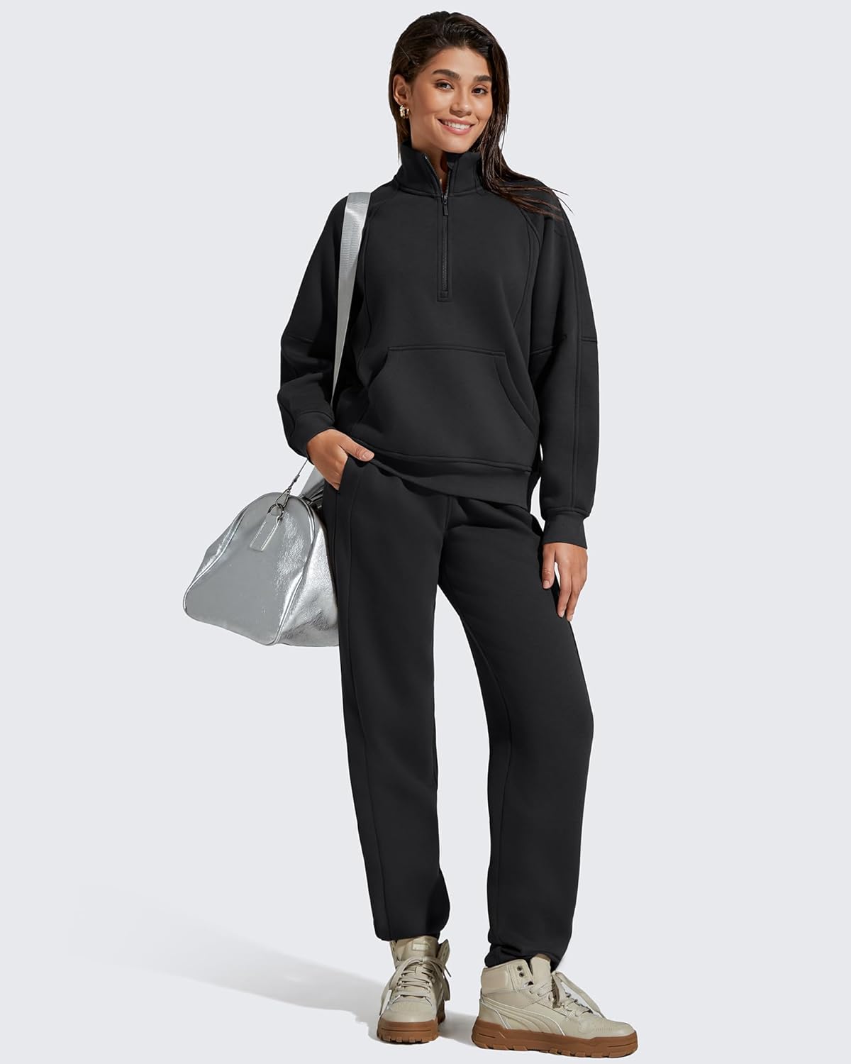 G4Free Flurrylux Women's Mock Neck Sweatshirt Half Zip Hoodie Cotton Fleece Pullover Winter - Image 5