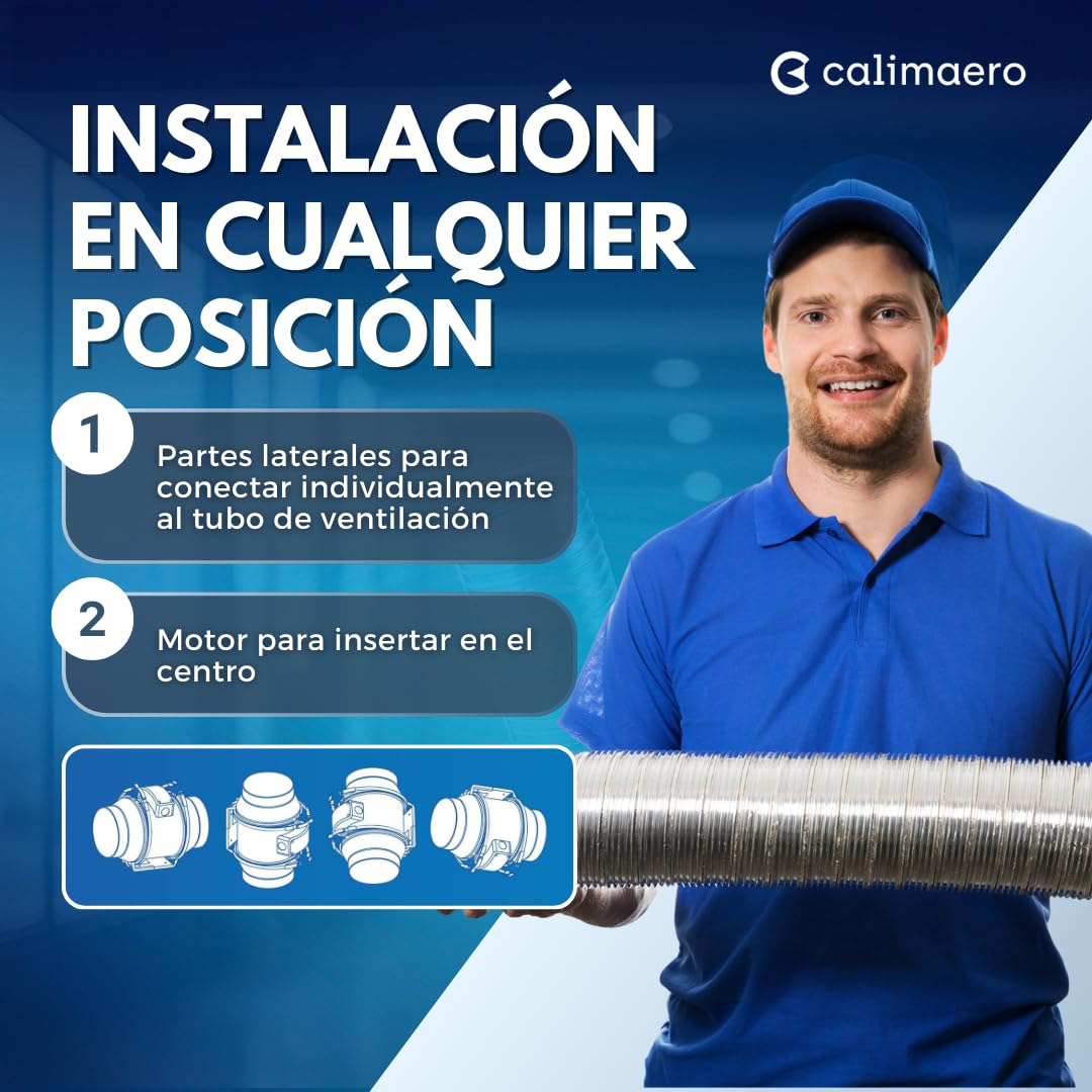 CALIFLOW Extractor de Aire 125 mm Potente en Línea Extractor | HEPA filtro de carbón activado 3 etapas máximo 280 m³/h, 36 vatios / 56 dB a prueba de chorros