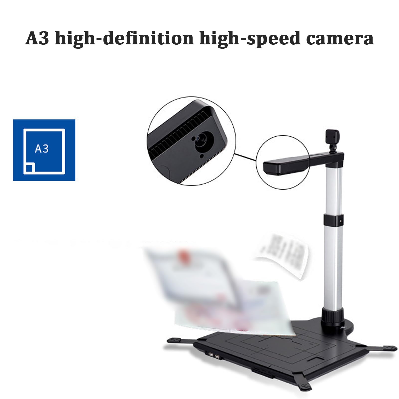 Portable Document Camera Scanner,Photo Scanner,Book Scanner with OCR Function,A3 Dual Lens Document Scanner,Scanner with LED Intelligent Fill Light