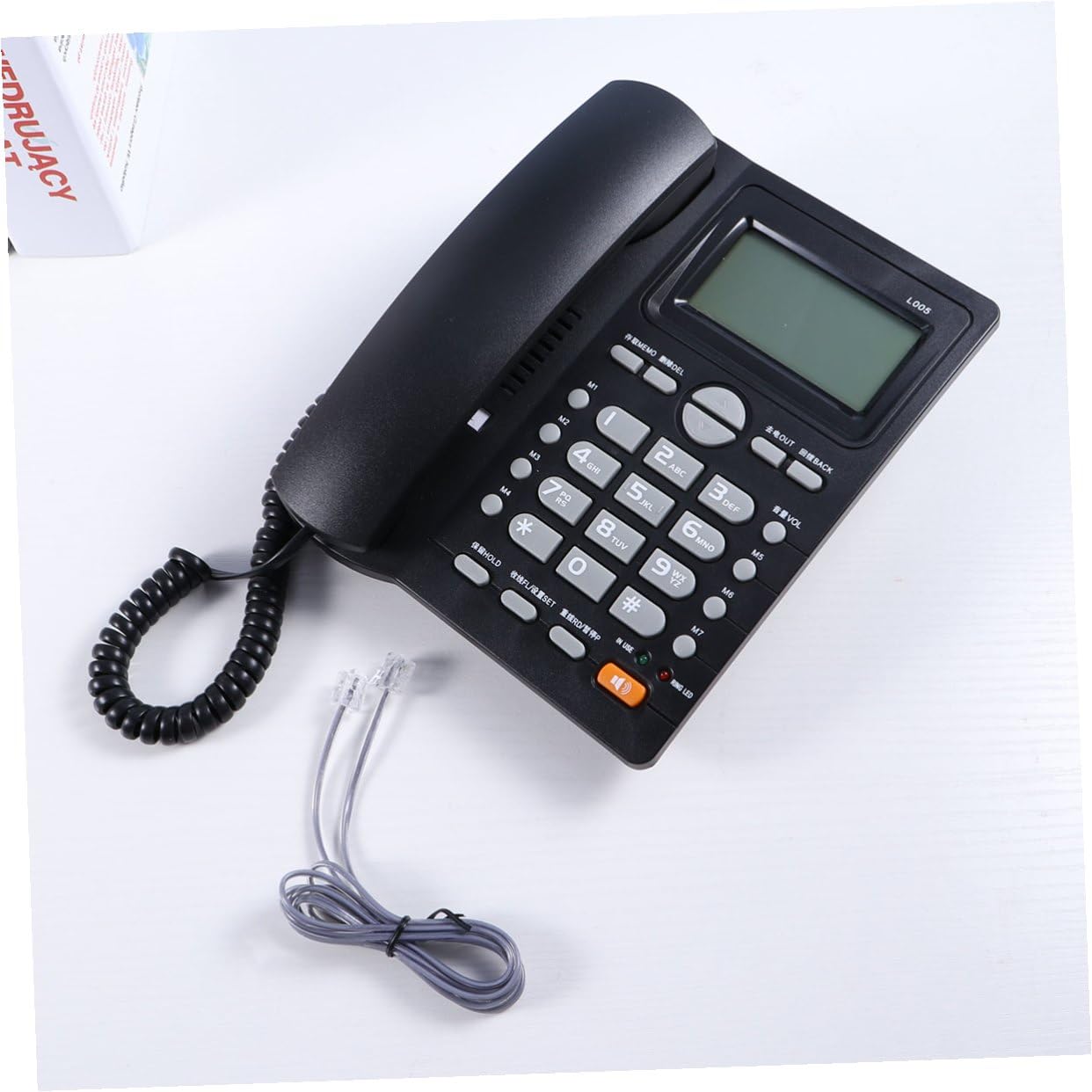 Telefono Fisso Doppio Nip e Identificazione Chiamante, Volume Suoneria Regolabile, Registrazione 50 Gruppi, in Plastica Nero per Casa e Negozio