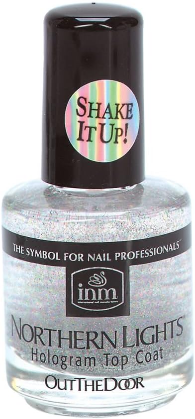 INM Northern Lights Silver Hologram Top Coat, Fast Drying, 1/2 Ounce (1-Unit)