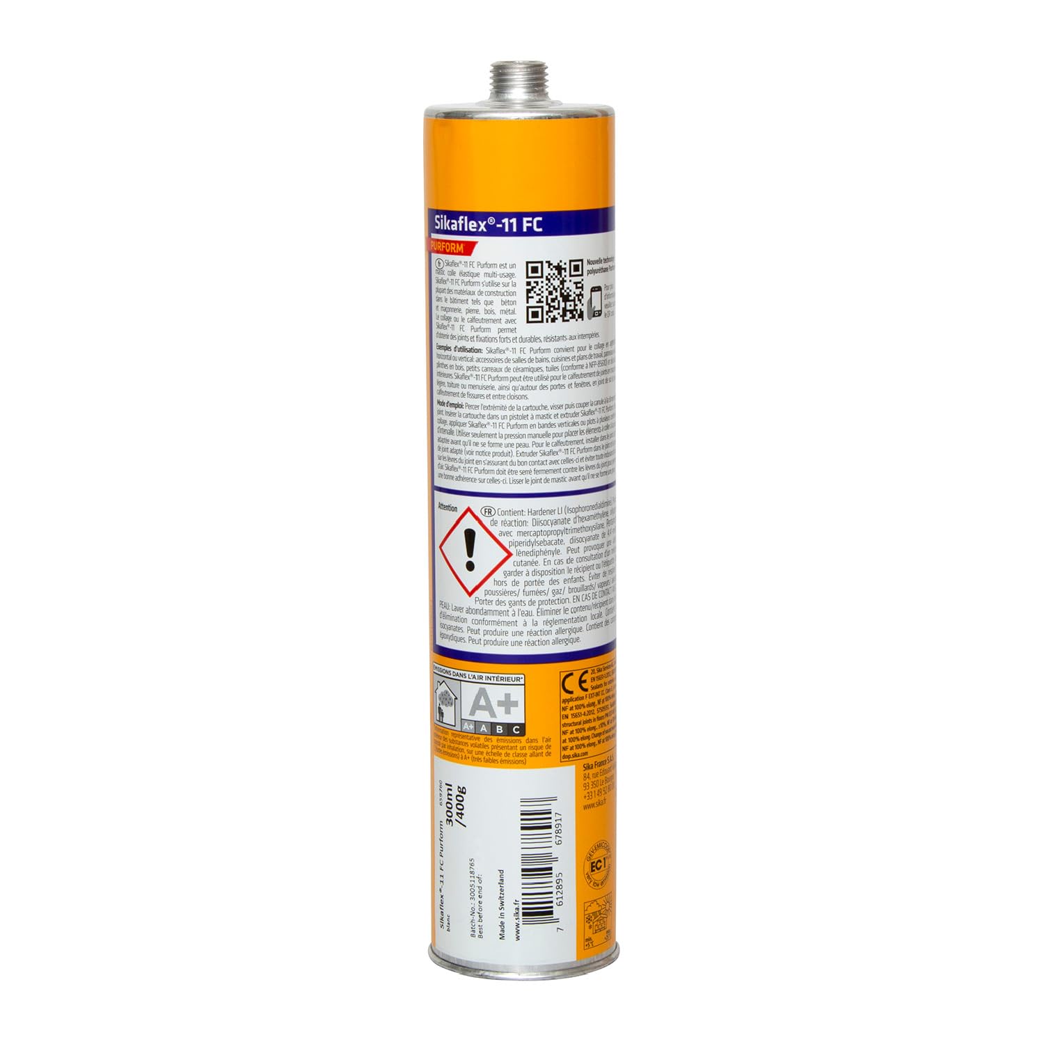 SIKA - Mastic-colle Tout en un multi-usages - Sikaflex 11 FC Purform, Noir - Mastic, joint et collage multi-usages, Intérieur et extérieur - Carton de 12 cartouches 300ml
