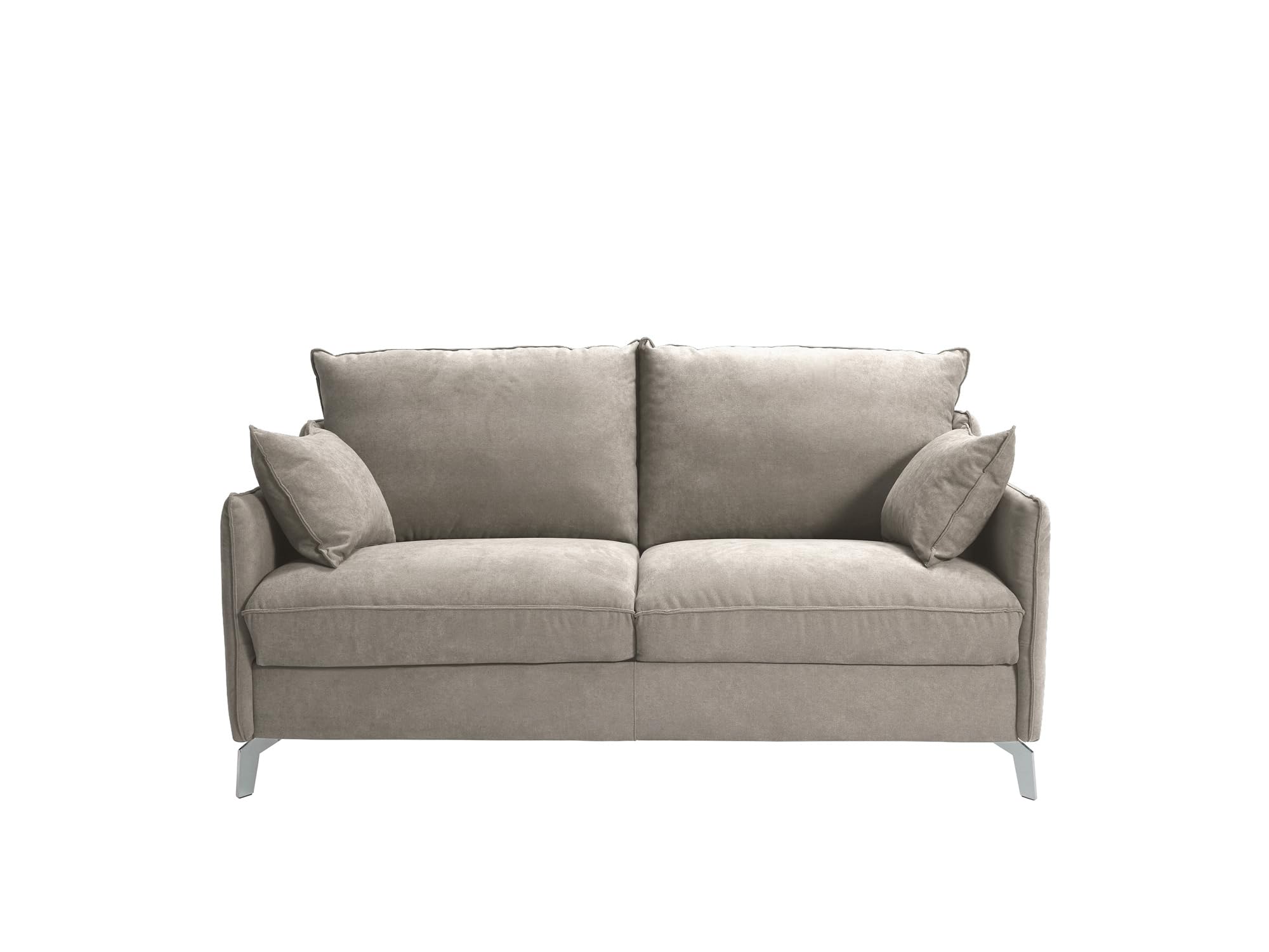 Divano Letto SILVIO 3 Posti Struttura in Metallo e Legno Imbottitura in Gomma di Poliuretano Rivestimento in Tessuto Rete ad Apertura Rapida Materasso 140x190cm H14cm Colore: Camel